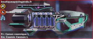 Skin Légendaire Canon cosmique L en français ou Cosmic Cannon L en anglais pour l'arme Fusil à charge du jeu vidéo apex legends