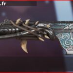 Skin Légendaire Longhorn en français ou Longhorn en anglais pour l'arme Longbow du jeu vidéo apex legends