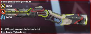 Skin Légendaire Effondrement de la toxicité en français ou Toxic Takedown en anglais pour l'arme Peacekeeper du jeu vidéo apex legends