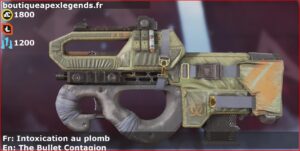 Skin Légendaire Intoxication au plomb en français ou The Bullet Contagion en anglais pour l'arme Prowler du jeu vidéo apex legends