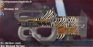 Skin Rare Striker rayé en français ou Striped Striker en anglais pour l'arme Prowler du jeu vidéo apex legends