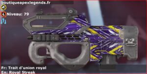 Skin Rare Trait d'union royal en français ou Royal Streak en anglais pour l'arme Prowler du jeu vidéo apex legends