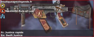 Skin Légendaire Justice rapide en français ou Swift Justice en anglais pour l'arme R-99 du jeu vidéo apex legends