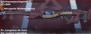 Skin Légendaire Longshot de luxe en français ou Luxury Longshot en anglais pour l'arme Sentinel du jeu vidéo apex legends