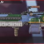 Skin Légendaire Faucon en vol en français ou Flying Warhawk en anglais pour l'arme Spitfire du jeu vidéo apex legends