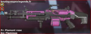 Skin Commun Flamant rose en français ou Flamingo en anglais pour l'arme Spitfire du jeu vidéo apex legends