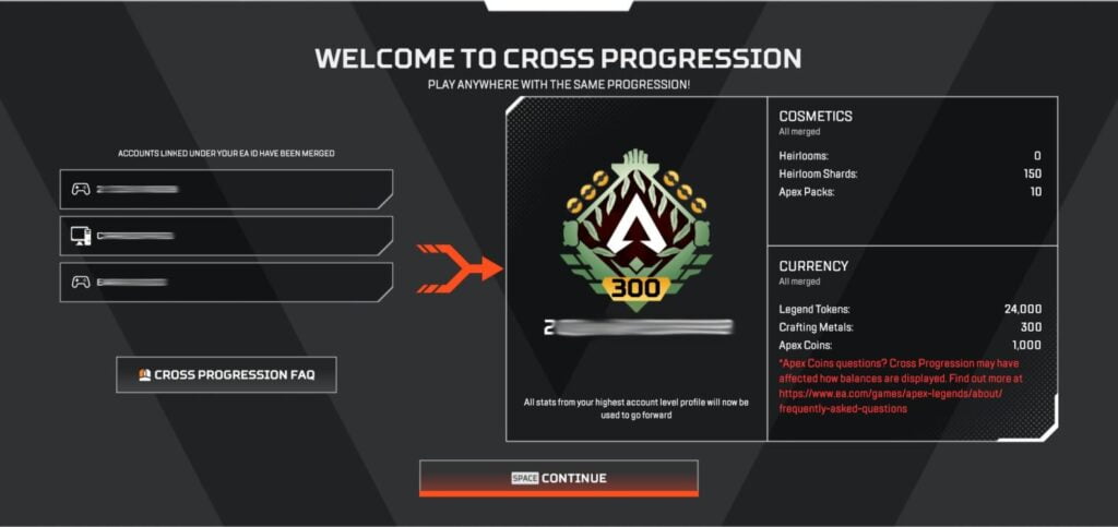 cross progression apex legends